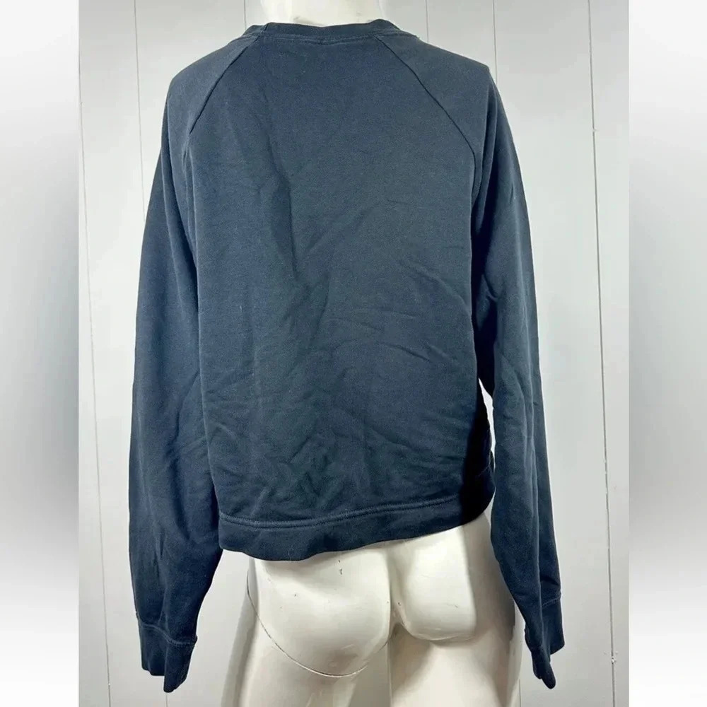 Nike Black Cropped Crop Pullover Crew Neck Dolman Sweatshirt waist String sz S - Picture 5 of 7